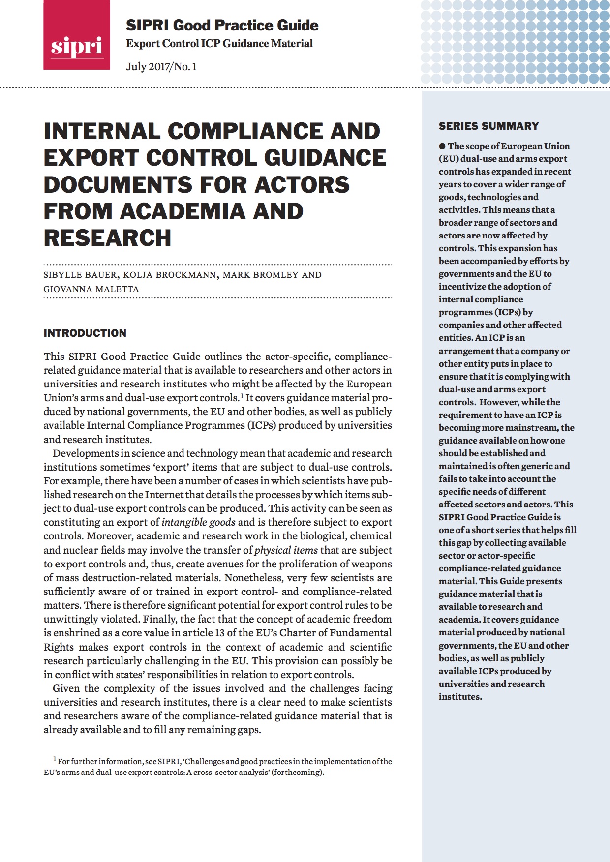 Internal Compliance And Export Control Guidance Documents For Actors ...