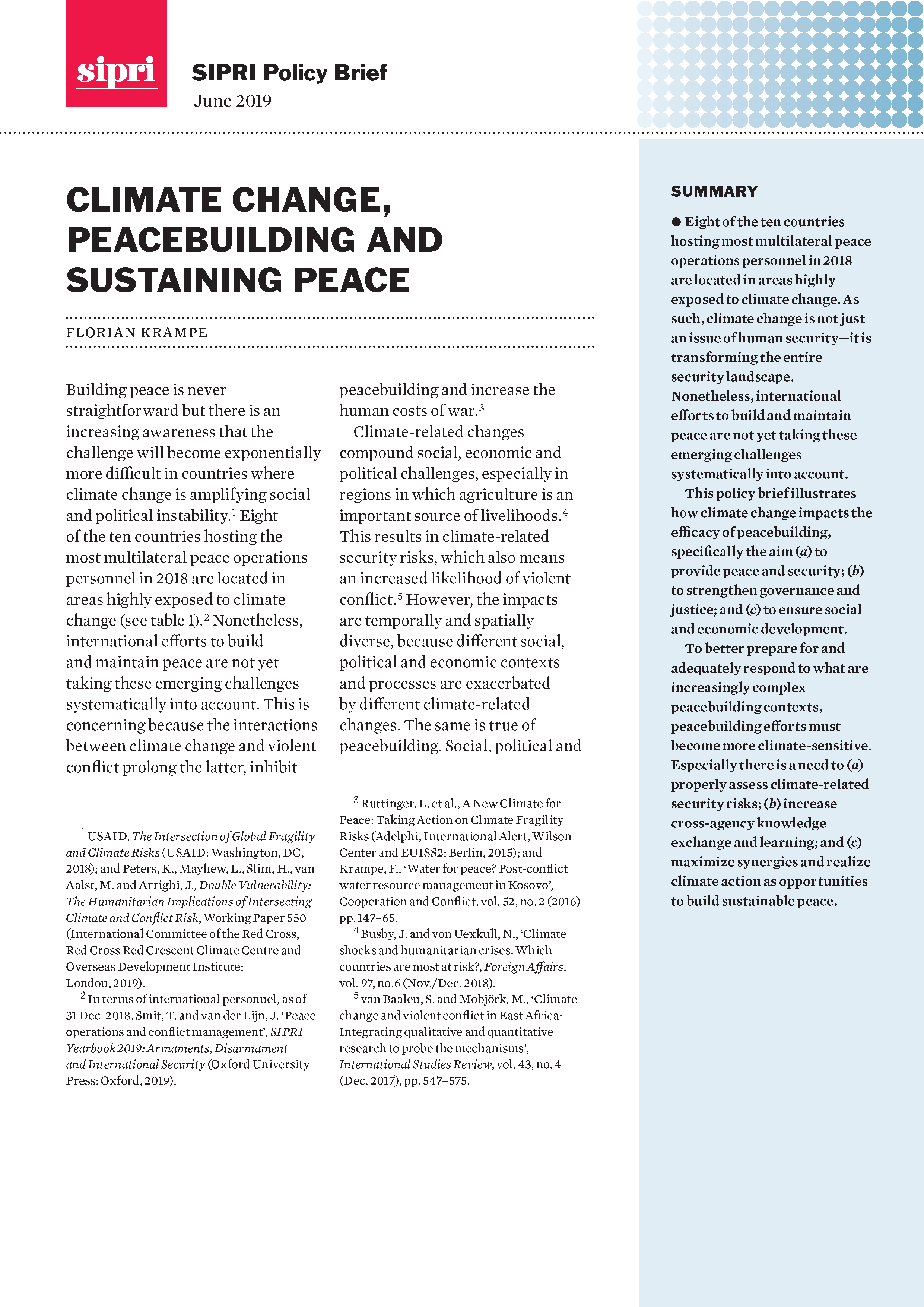 Climate Change, Peacebuilding And Sustaining Peace | SIPRI