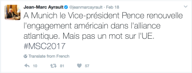 Tweet from French Foreign Minister Jean-Marc Ayrault 