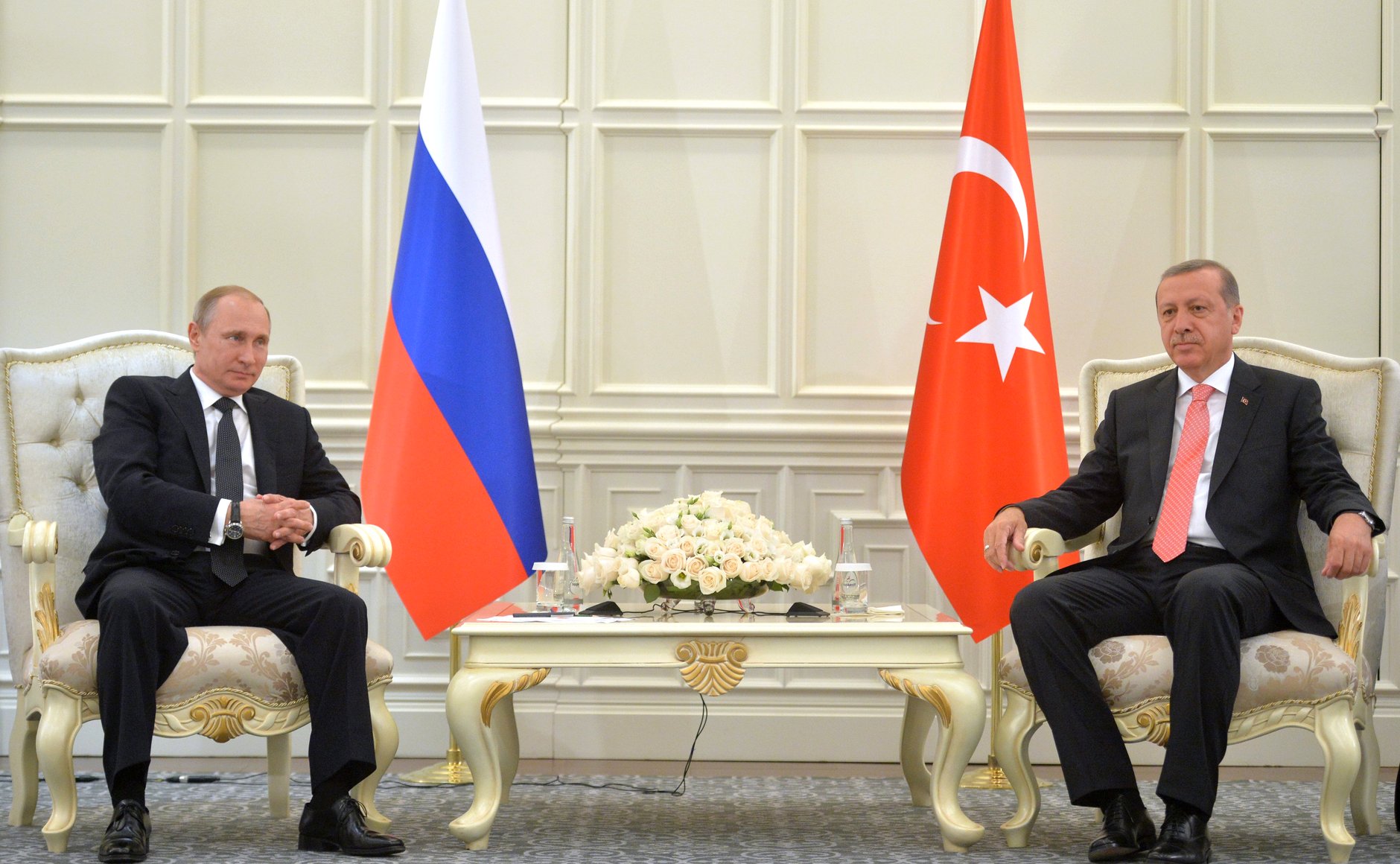 President of Russia, Vladimir Putin, meets with President of Turkey, Recap Tayyip Erdoğan in Moscow in June 2013.