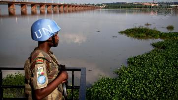 MINUSMA Peacekeeper Patrols Site of Mixed Commission Meeting, Bamako. Credit: UN Photo/Marco Dormino
