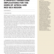 Cover Ethiopia’s Transition: Implications for the Horn of Africa and Red Sea Region