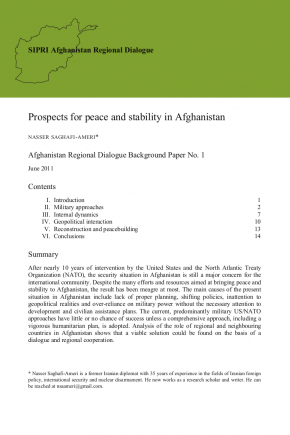Cover of 'Prospects for peace and stability in Afghanistan