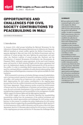 Opportunities and challenges for civil society contributions to peacebuilding in Mali 