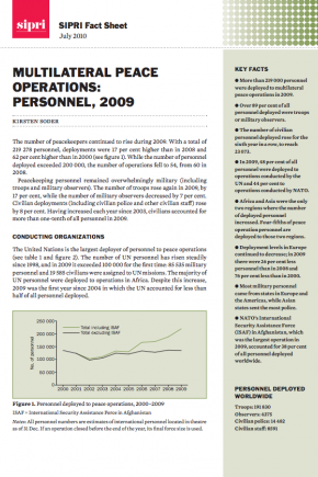 Multilateral peace operations: personnel, 2009