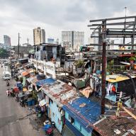 Slums and high-rise buildings in Manila, Philippines